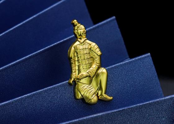 跪射俑立體金屬徽章定制
