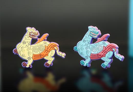 錯(cuò)銀銅雙翼神獸冰箱貼定制