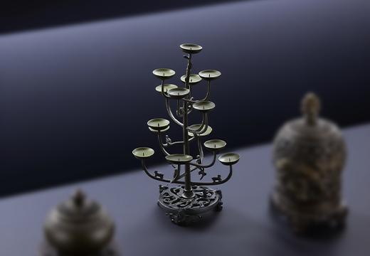 十五連盞銅燈金屬擺件定制