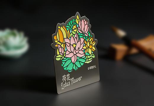 荷花透光琺瑯冰箱貼定制